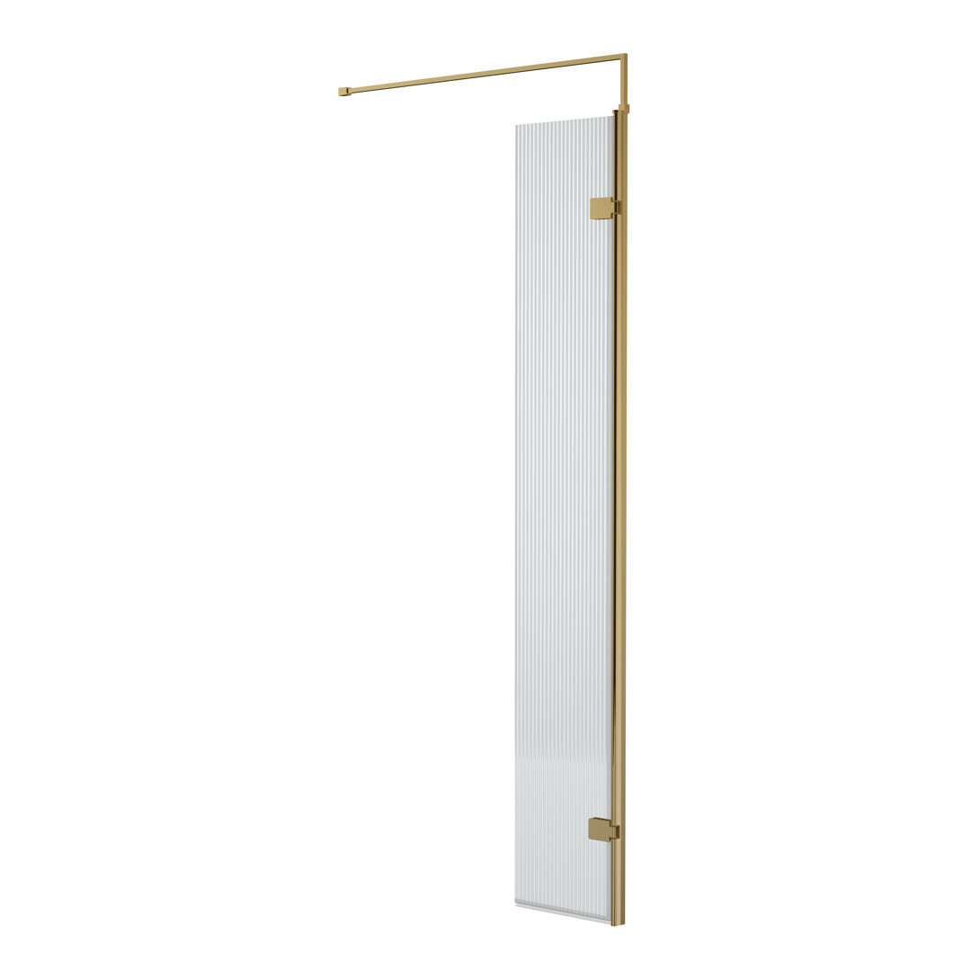 Nuie Fluted 8mm Glass Wet Room Screen Brass 1,950mm H